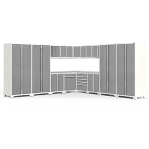 Pro Series 304 in. W x 84.75 in. H x 24 in. D 18-Gauge Welded Steel Garage Cabinet Set in Platinum (16-Piece)