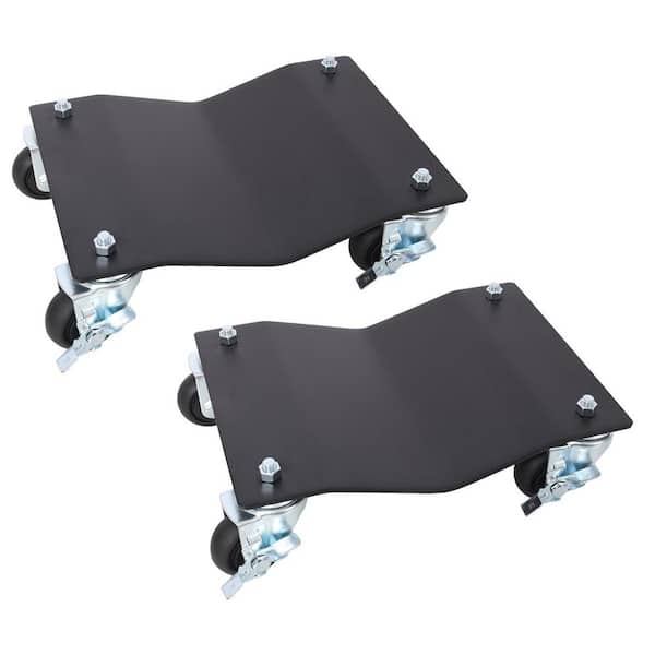 2-Pieces 2500 lbs. Capacity Professional Steel Vehicle Dollies, Heavy Duty Wheel Dolly, Steel Tire Skates with Brakes