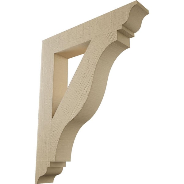 Ekena Millwork 5.5 in. x 40 in. x 32 in. Funston Traditional Rough Cedar Woodgrain Timberthane Polyurethane Bracket, Primed Tan