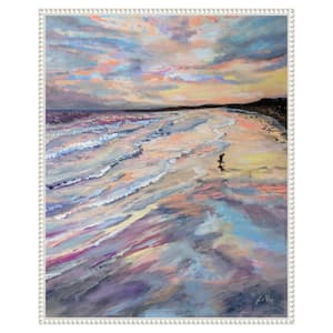 Sunset Seashore by Jeanette Vergennes 1-Piece Floater Frame Giclee Abstract Canvas Art Print 28 in. W. x 23 in.