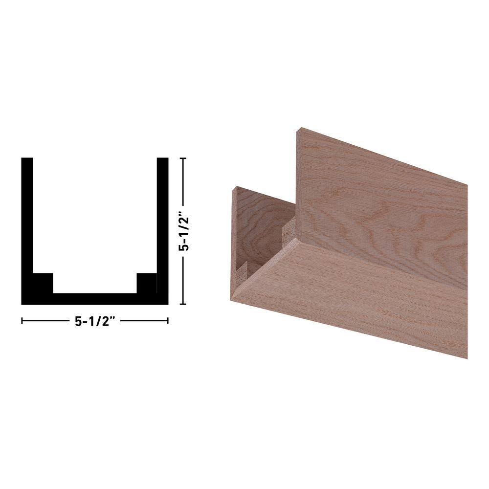 Natural Red Oak Unfinished U-Shaped Decorative Beam
