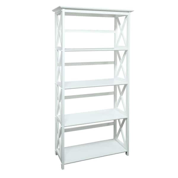 Casual Home 63 in. H White New Wood 4-Shelf Etagere Bookcase with Open Back