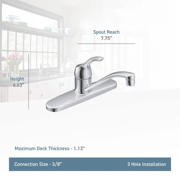 On sale MOEN Adler Single-Handle Low Arc Standard Kitchen Faucet in Chrome 87201