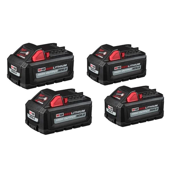 Milwaukee M18 18-Volt Lithium-Ion (4) High Output Battery Pack 6.0Ah