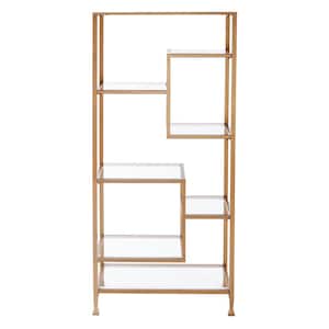 68 in. Gold Metal 7-shelf Etagere Bookcase with Open Back