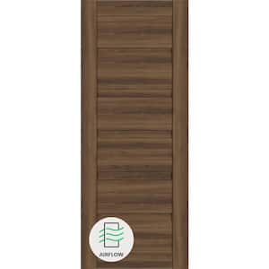 Louver 28 in. x 96 in. No Bore Solid Core Pecan Nutwood Wood Composite Interior Door Slab