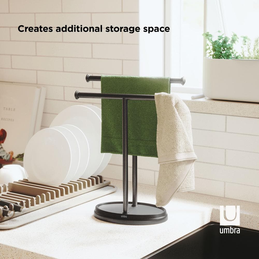 Black Nickel Freestanding Double Towel Stand