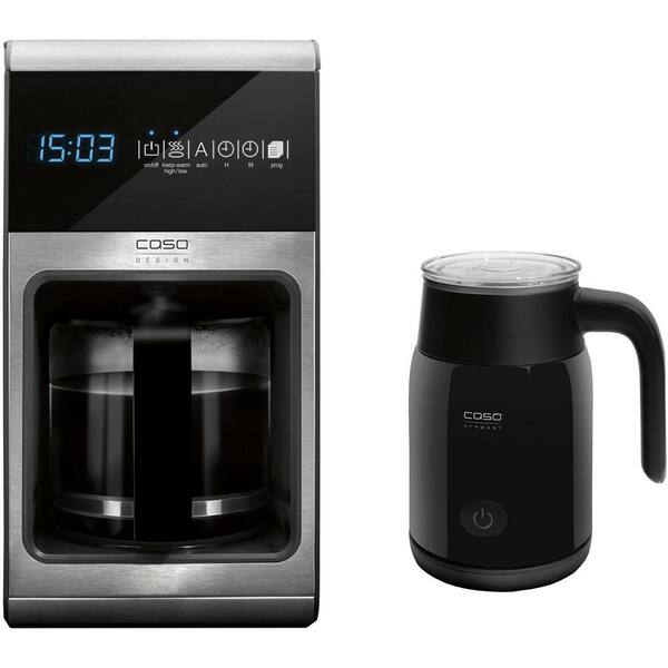 CASO Coffee One 10-Cup Stainless Steel Drip Coffee Maker with 3.4 oz. Electric Milk Frother