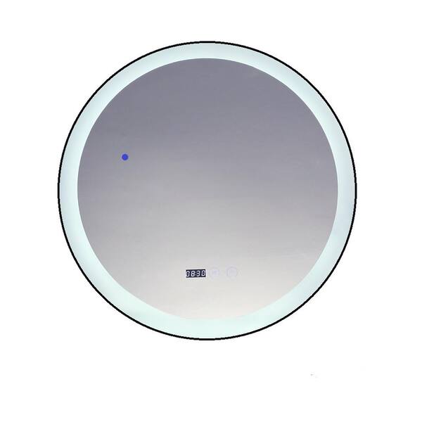 Unbranded 24 in. W x 2 in. H Large Round Frameless Anti-Fog Wall Mounted Bathroom Vanity Mirror in White