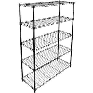Simple Deluxe Heavy Duty 5-Shelf Shelving Unit with Wheel and Adjustable Feet