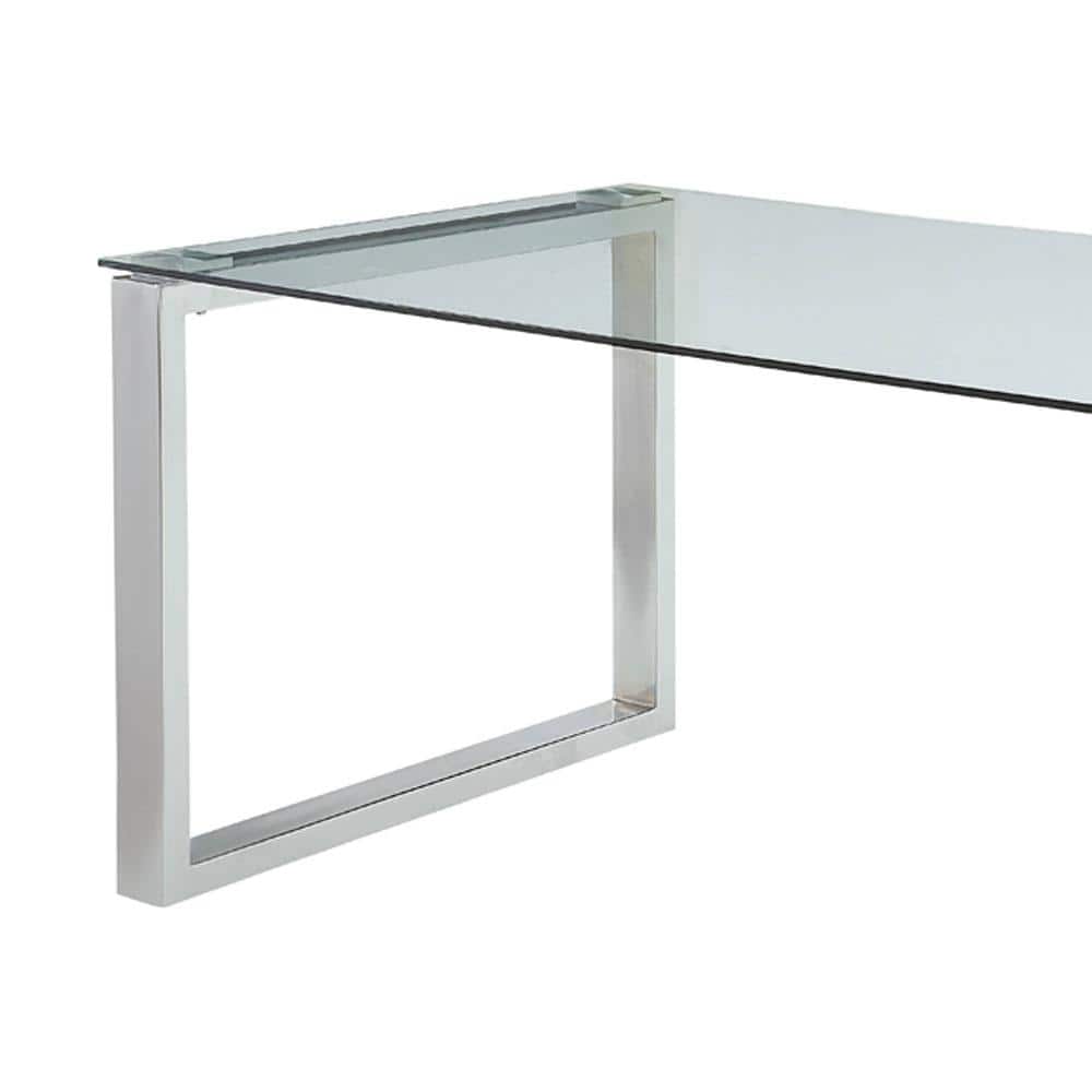 Clear Glass and Chrome Rectangular Dining Table for Six