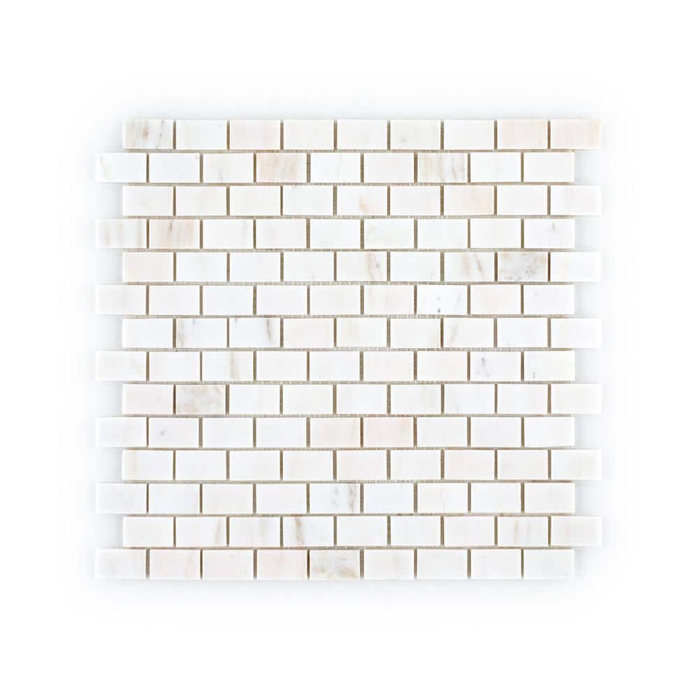 Take Home Tile Sample - Perched Milky Veil White 4 in. x 4 in. Rectangle Honed Marble Wall and Floor Mosaic Tile price history on PriceWatchPro