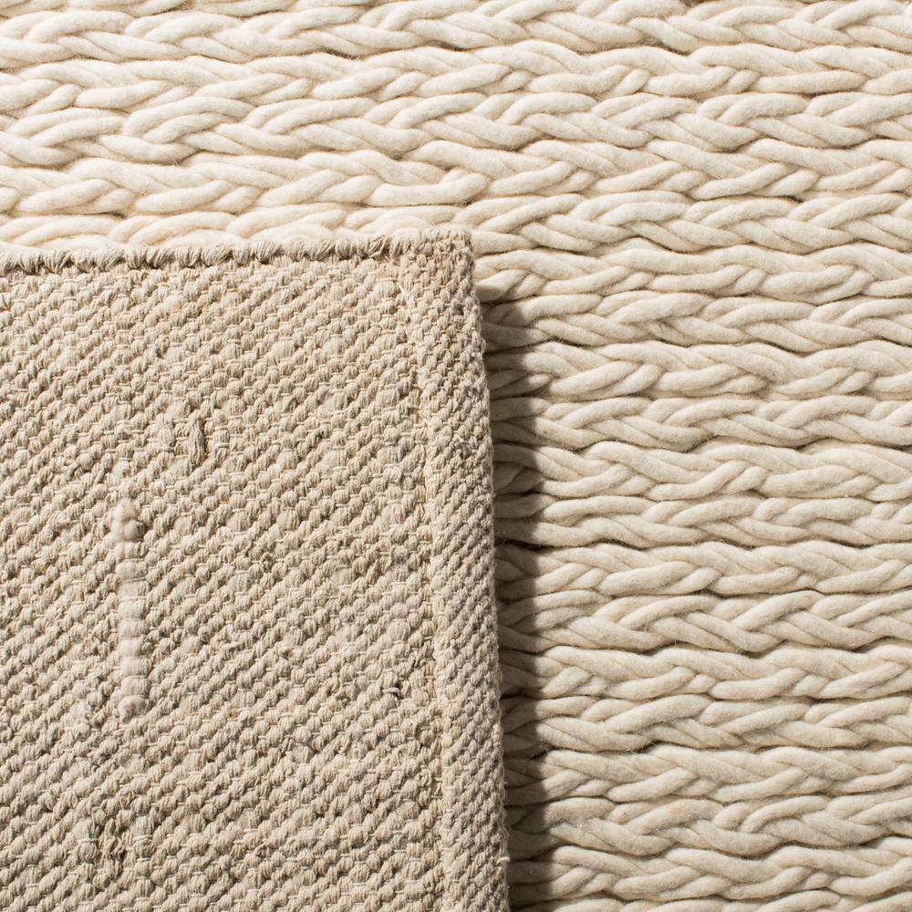 Handmade Ivory Braided Wool 6' Square Area Rug