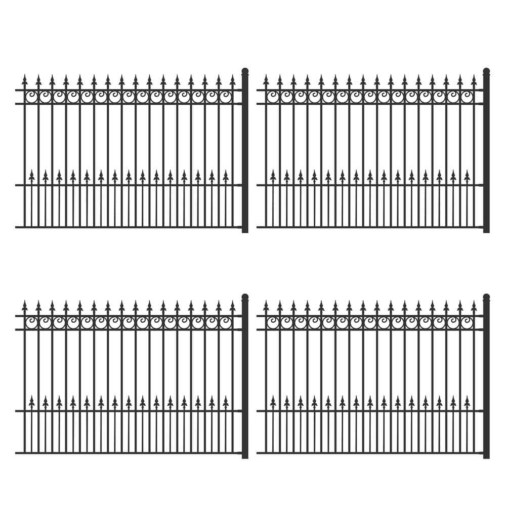 32 ft. x 5 ft. Prague Style Security Fence Panels Steel Fence Kit 4-Panel F