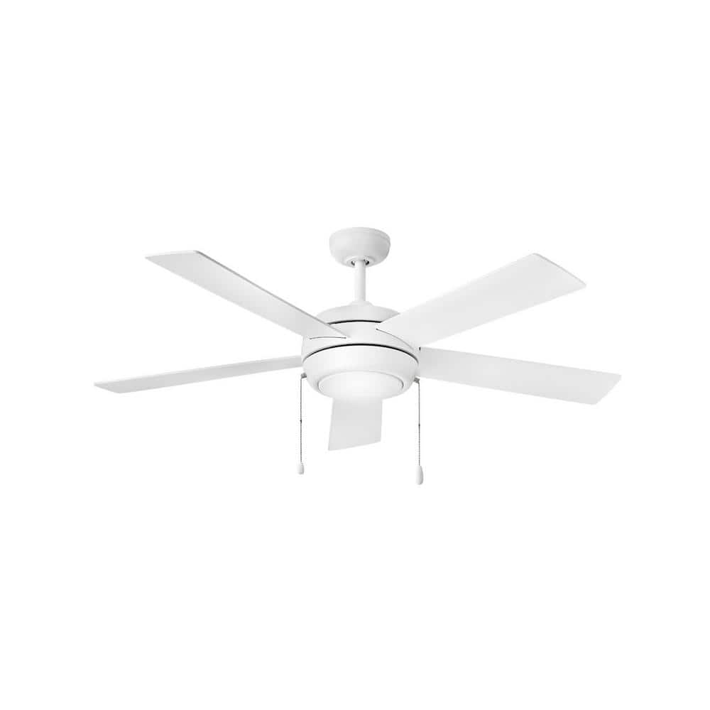 HINKLEY CROFT 52 in. Indoor Integrated LED Chalk White Ceiling Fan Pull ...