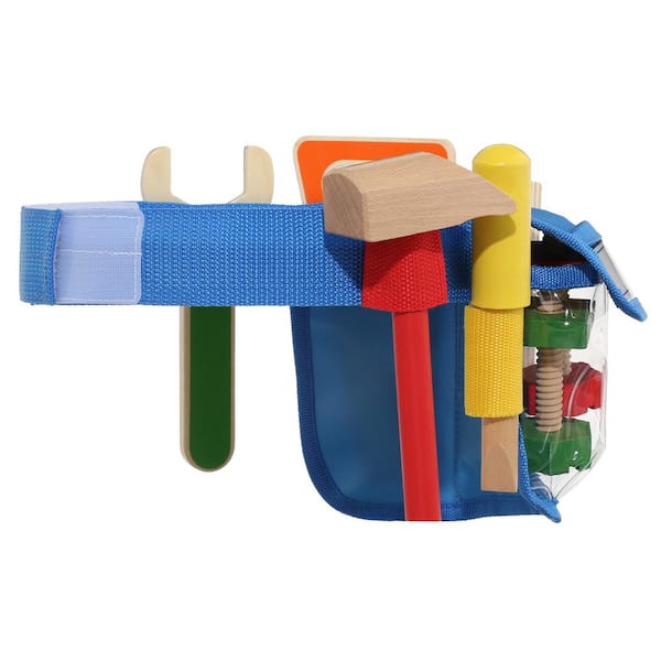 Melissa & Doug Deluxe Tool Belt Set - 5 Wooden Tools, 8 Building Pc,  Adjustable Belt : Target