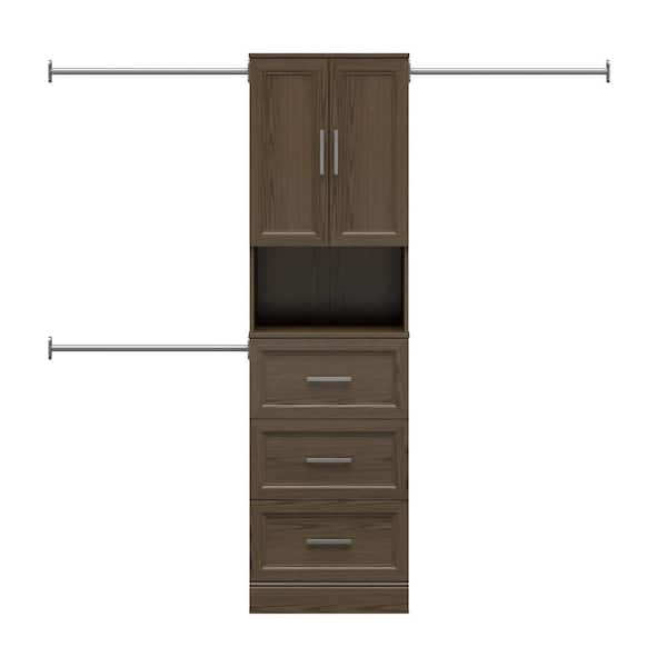 Reynolds 25 in. W x 83.25 in. H Brown Laminate Board Traditional Closet System Tower w/ 2-Doors and 3-Drawers