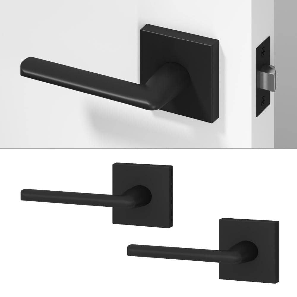 Mirra Metal Matte Black Passage Hall/Closet Round Door Handle with Square Rosette 2-Pack price history on PriceWatchPro