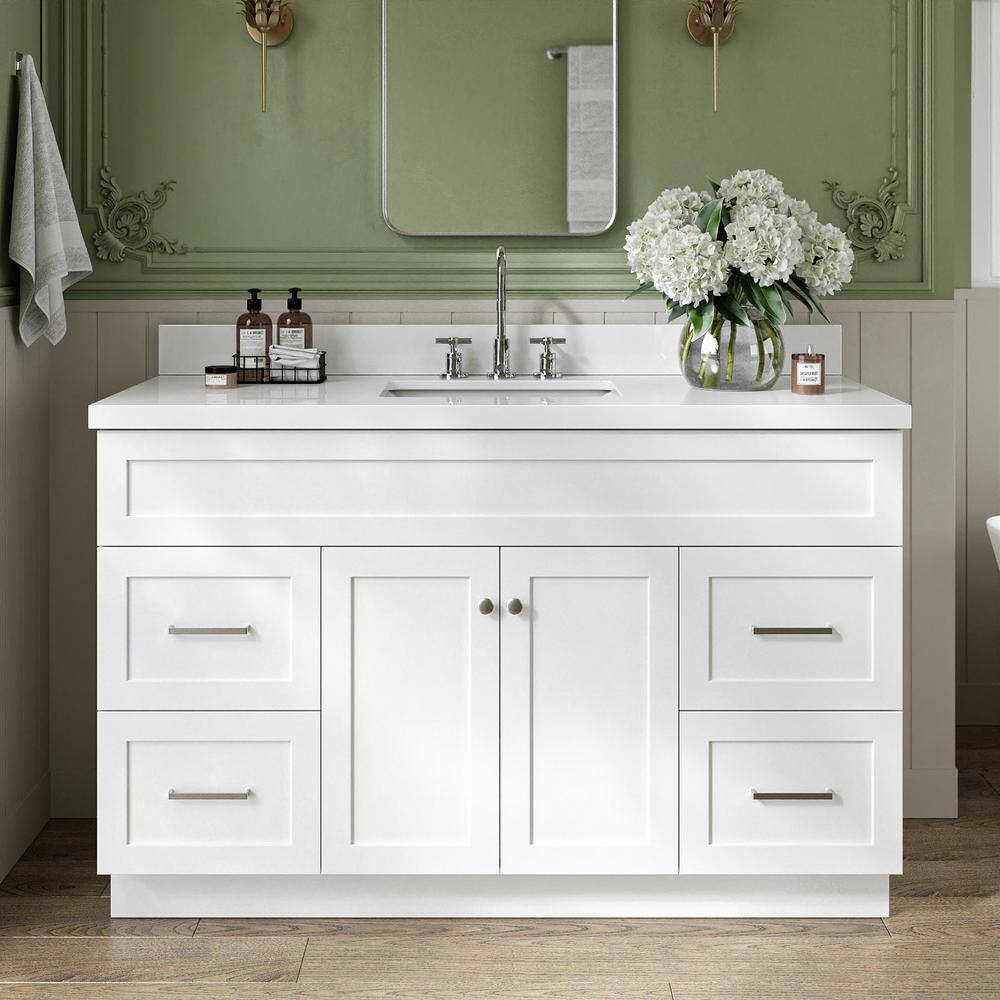Hamlet 54" White Wood Freestanding Vanity Cabinet