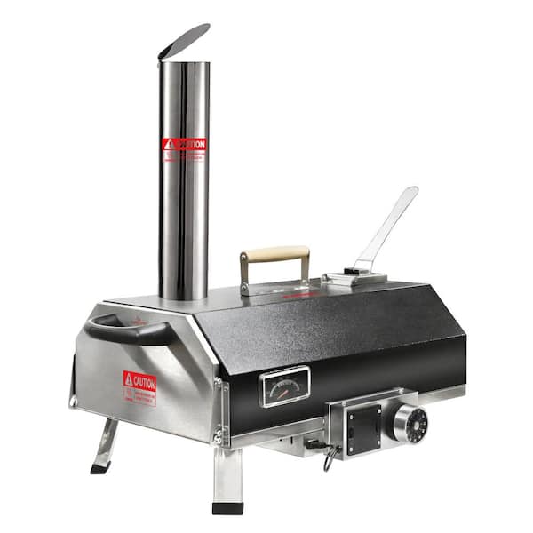 COOLSHARK 12 in. Wood Fired Pizza Oven Black Automatic Rotatable Outdoor Pizza Oven with Timer, Thermometer, 10 Accessories