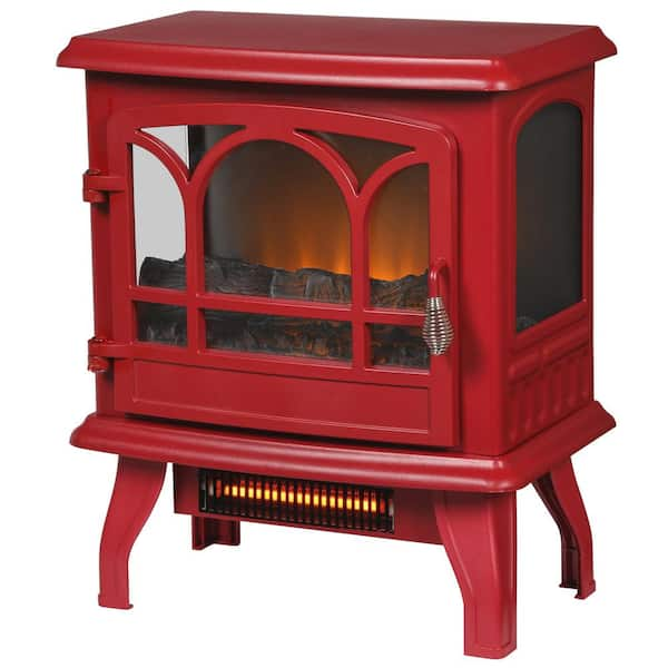 Hampton Bay Kingham 400 sq. ft. Panoramic Infrared Electric Stove in Red with Electronic Thermostat