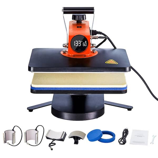 6-in-1 Heat Press Machine-12x15 in. Multifunctional Swing Away Heat Press for DIY T-Shirts Hats Mugs Transfer Projects