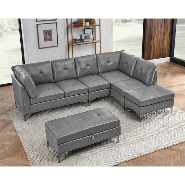 110 in. Free combined U Shaped Chenille Sectional Sofa in Dark Gray