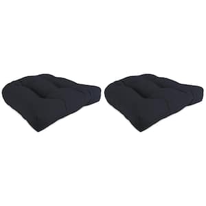 18 in. L x 18 in. W x 4 in. T Outdoor Square Wicker Seat Cushion in Navy (2-Pack)