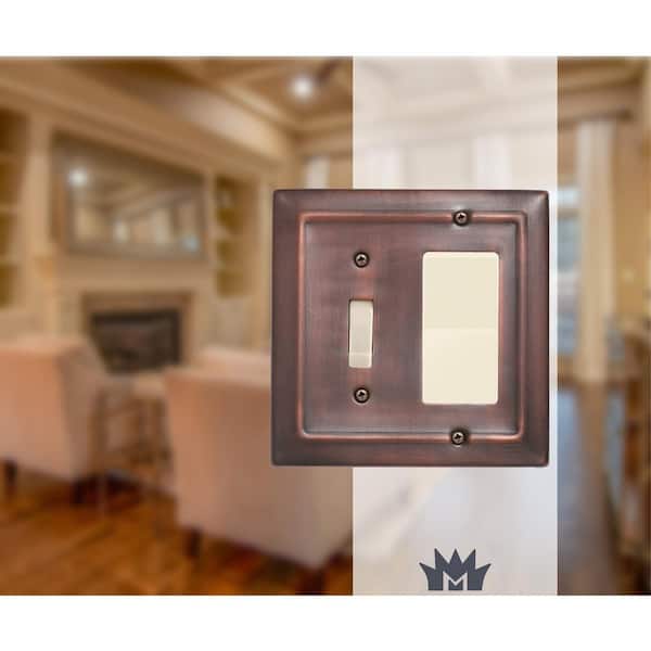 Architectural 2-Gang 1-Toggle/1-Rocker Wall Plate (Antique Copper Finish)