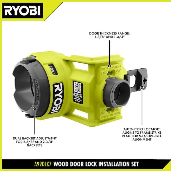 RYOBI Wood Door Lock Installation Kit with Wood Hole Saw, Spade