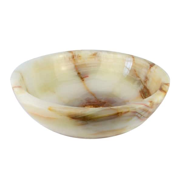 Onyx Marble Designs Round Onyx Stone Vessel Sink in Light Green