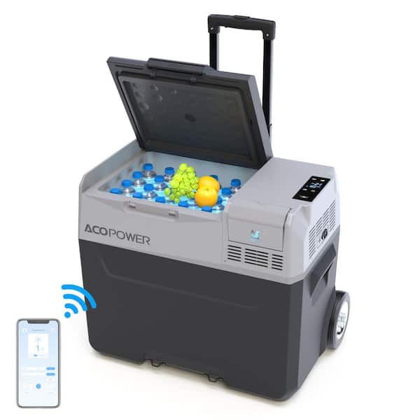 42 qt. Car Freezer Portable Refrigerator Freezer w/ APP Control 6 in. Off-Road Wheels 12V, 45W Cooler Freezer, Low Noice