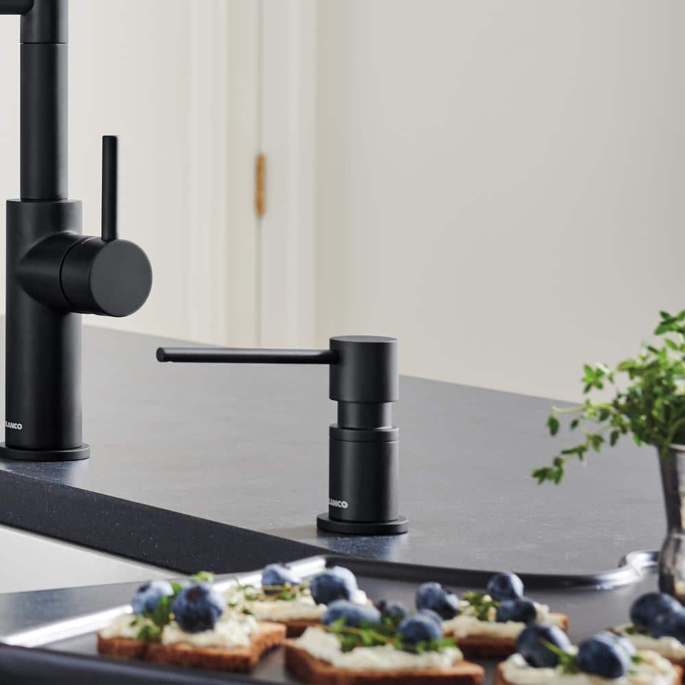 Matte Black Brass Deck-Mounted Soap and Lotion Dispenser
