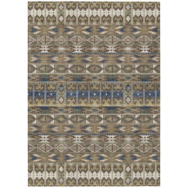Chantille Machine Washable Indoor/Outdoor Abstract ACN2635 Brown 10 ft. x 14 ft. Area Rug