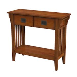 Larina 36 in. Medium Brown Rectangle Wood Console Table with 2-Drawers
