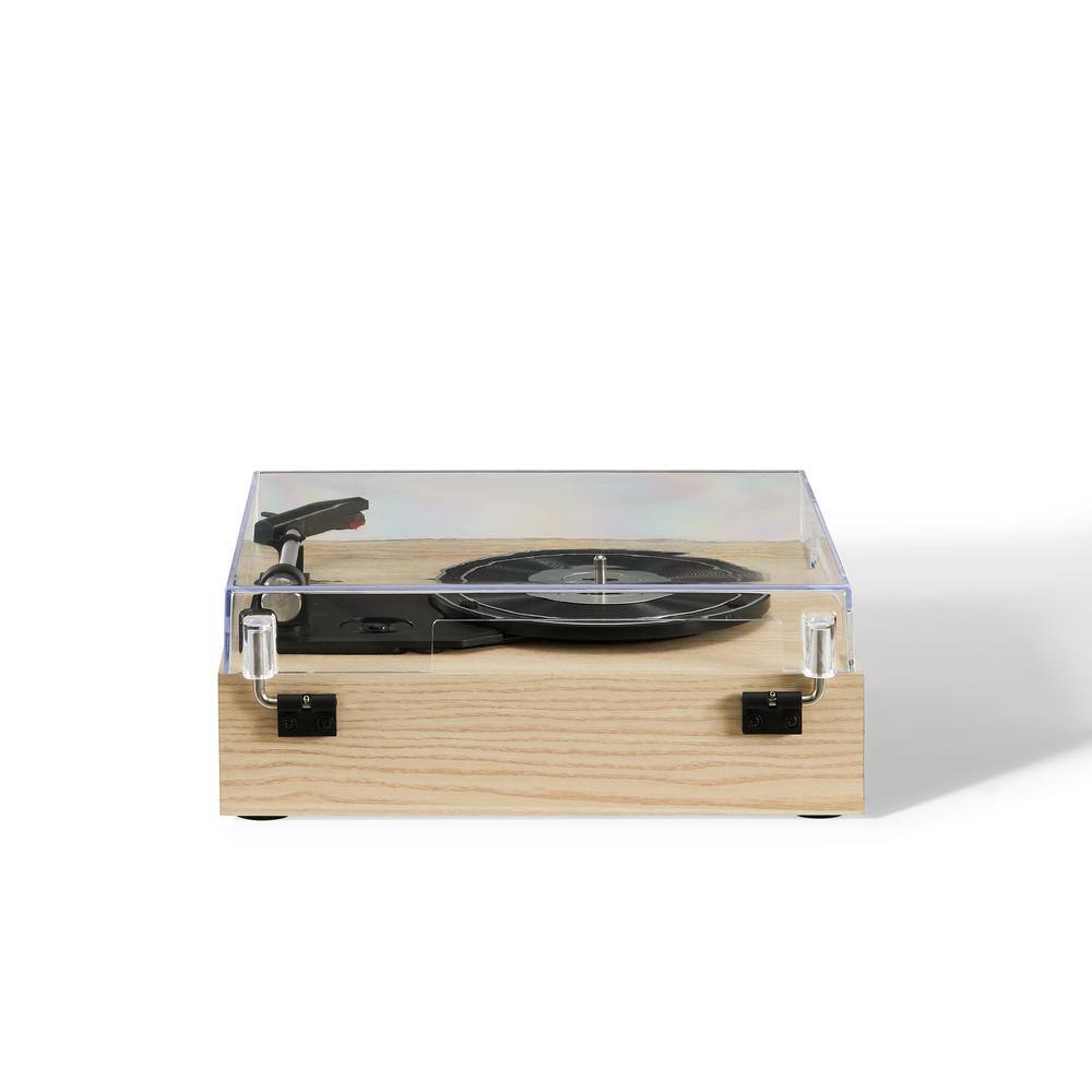Natural Wood Portable Belt Drive Turntable with Bluetooth