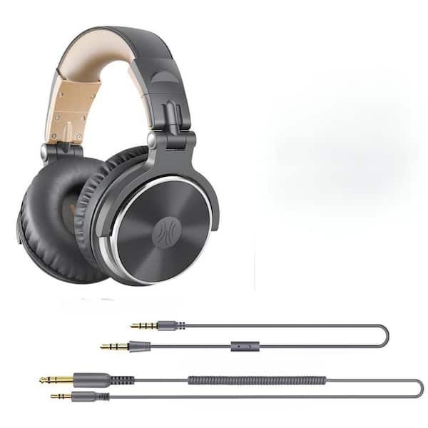 EKIEUDL Gray Wired Headset, Mixing DJ Stereo with Soft Padded Ear Cushions Over the Ear Headphone