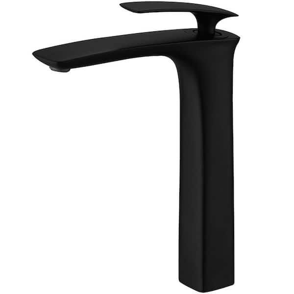 HOMEMYSTIQUE Single Handle Waterfall Vessel Sink Faucet in Matte Black