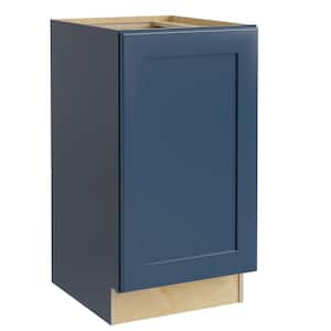 Newport Blue Painted Plywood Shaker Assembled Base Kitchen Cabinet FH Soft Close Right 18 in W x 24 in D x 34.5 in H