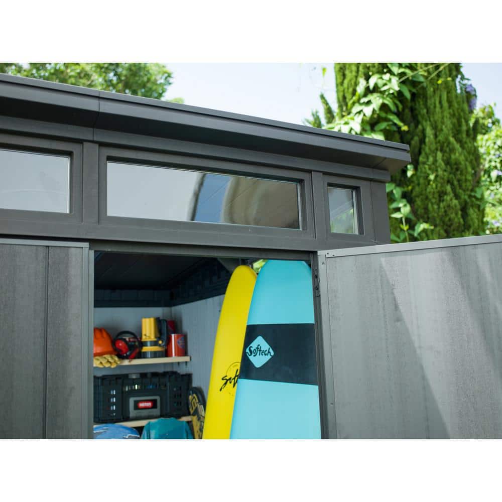 Gray Resin 7 x 7 Foot Outdoor Storage Shed with Windows