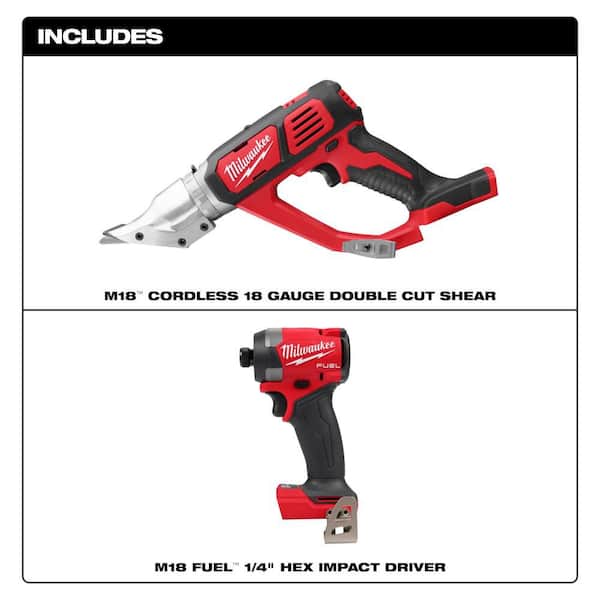 M18 18-Volt Lith-Ion Cordless 18-Gauge Double Cut Metal Shear w/ 1/4 in. Impact Driver