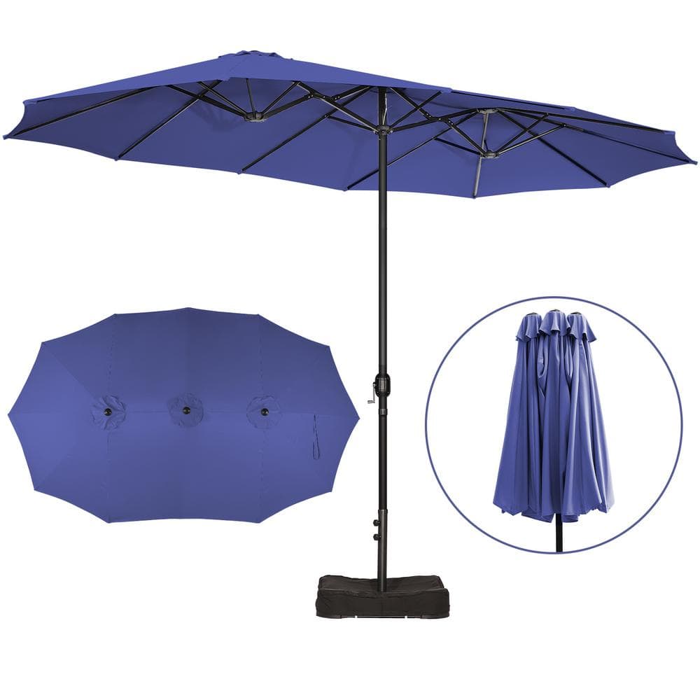 Sun-Ray 15 ft. Steel Triple Canopy Patio Umbrella in Navy