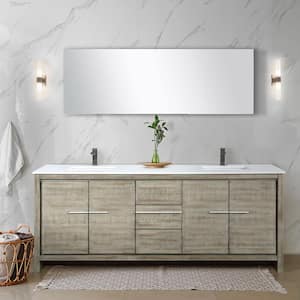 Lafarre 80 in W x 20 in D Rustic Acacia Double Bath Vanity, Cultured Marble Top, Chrome Faucet Set and 70 in Mirror