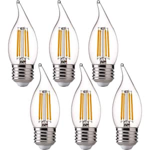 60-Watt Equivalent CA11 Dimmable Filament Clear LED Candelabra Bulbs, E26 Base, 2700K Soft White (6-Pack)