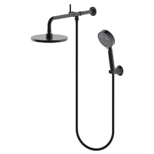 Single-Handle 5-Spray 1.8 GPM Shower Faucet with 8 in. Wall Mount Round Shower Head in Matte Black