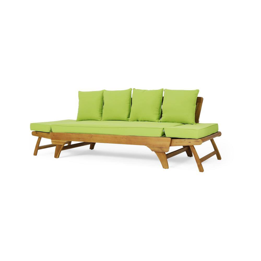 Expandable Teak Daybed with Light Green Cushions