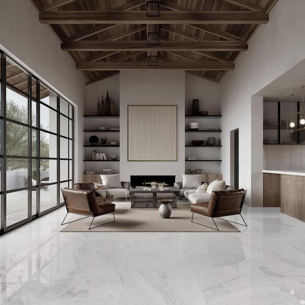 Franrivers Gray Onyx Stone Look Polished Porcelain Tile 24 in. x 48 in., Floor and Wall (432 sq. ft./Pallet)