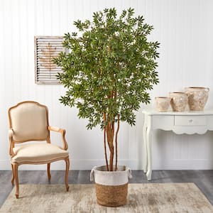6 ft. Green Japanese Maple Artificial Tree in Handmade Natural Jute and Cotton Planter