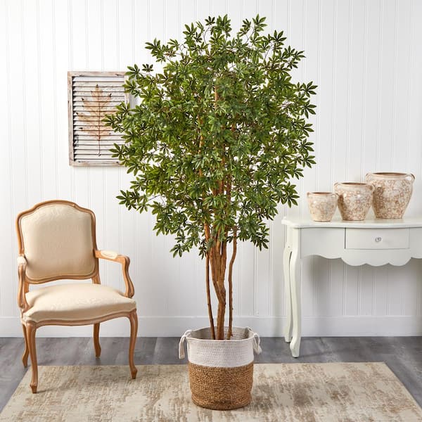 Nearly Natural 6 ft. Green Japanese Maple Artificial Tree in Handmade Natural Jute and Cotton Planter