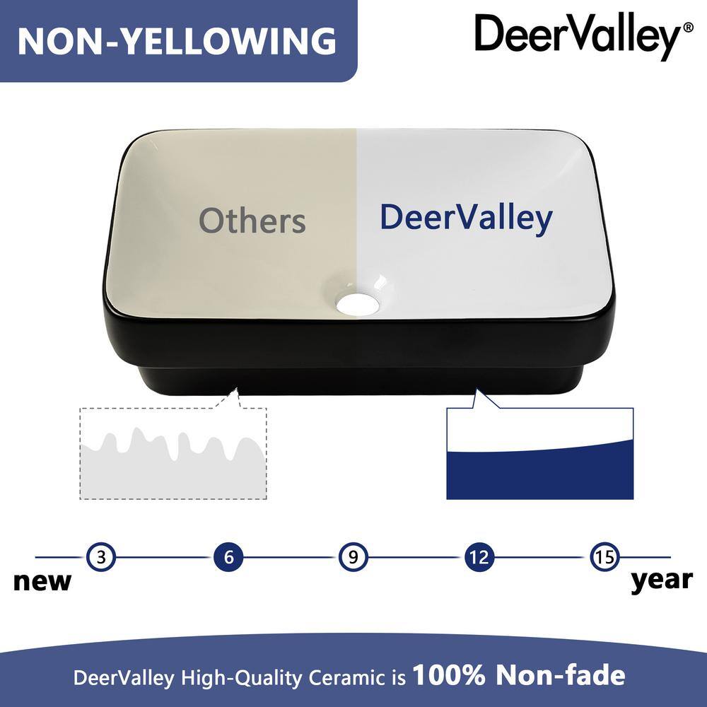 DeerValley Ally 19'' x 12'' Drop-In Bathroom Sink Semi-Recessed Vessel Sink Rectangular Above Counter Basin